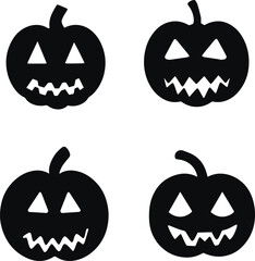 Halloween pumpkin set, Funny Halloween pumpkins, Vector illustration, SVG