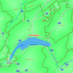 Map of  Lausanne City in Switzerlan