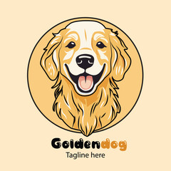 Golden Dog Pet Dog Logo: Enhance Your Pet Fashion Brand With This Simple Vector Design At The Pet Shop.