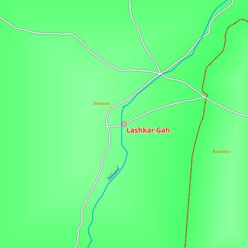 Map of Lashkar Gah City in Afghanistan