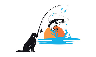 fishing Dog , fishing Dog  cartoon, fishing Dog  Sticker