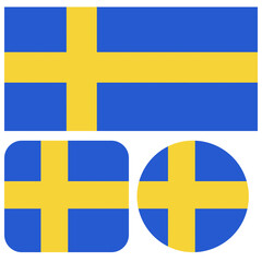 Obraz premium Sweden flag icons for web use. In the form of a square and a circle