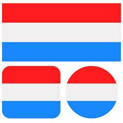 Luxemburg flag icons for web use. In the form of a square and a circle
