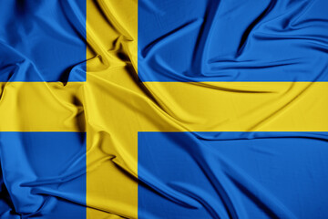 Flag of Sweden Realistic waving flag of Kingdom of Sweden Fabric textured flowing flag of Sweden