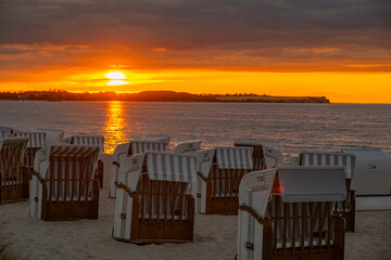 Romantic sunset over the Baltic Sea at the beach in Boltenhagen/Germany
