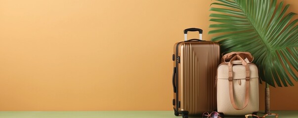 stacked luggage with space for text, holiday, travel