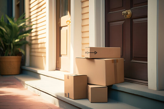 Boxes On Doorstep Of House High-Res Stock Photo - Getty Images