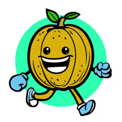 Pumpkin fruit mascot vector illustration
