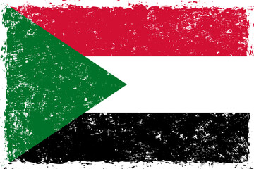 Sudan flag in grunge distressed style