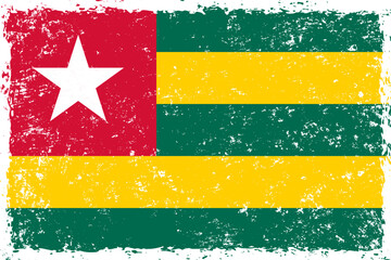 Togo flag in grunge distressed style