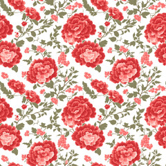 Vintage red flowers for design for carpet, mat, rug, shawl. Floral template. Seamless floral pattern, abstract style of flowers illustration. Seamless pattern. china floral pattern, china style.