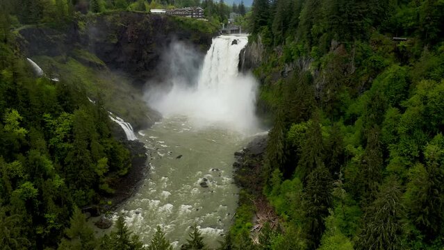 Snoqualmie Falls in Washington - Aerial View