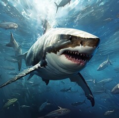 great white shark in the sea