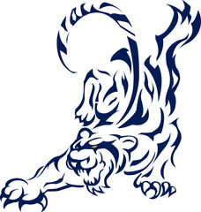 Nice and abstract silhouette tiger illustration
