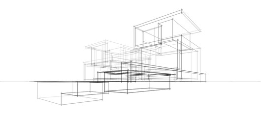 Fototapeta premium architectural drawing 3d illustration