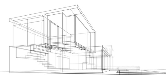  architectural drawing 3d illustration