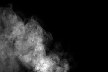 Black and white smoke, isolated on black background