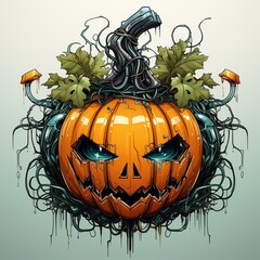 Illustration of jack o lantern . Halloween concept