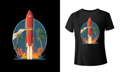 Illustration of a colorful rocket vector t shirt, ai design, vector illustration