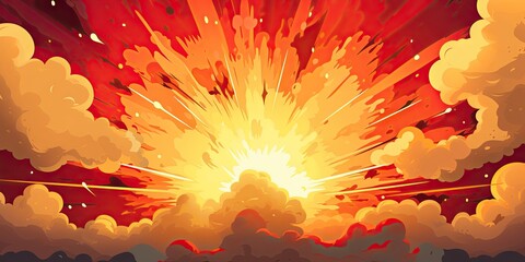 Fototapeta premium Cartoon explosion. Dynamic comic illustration