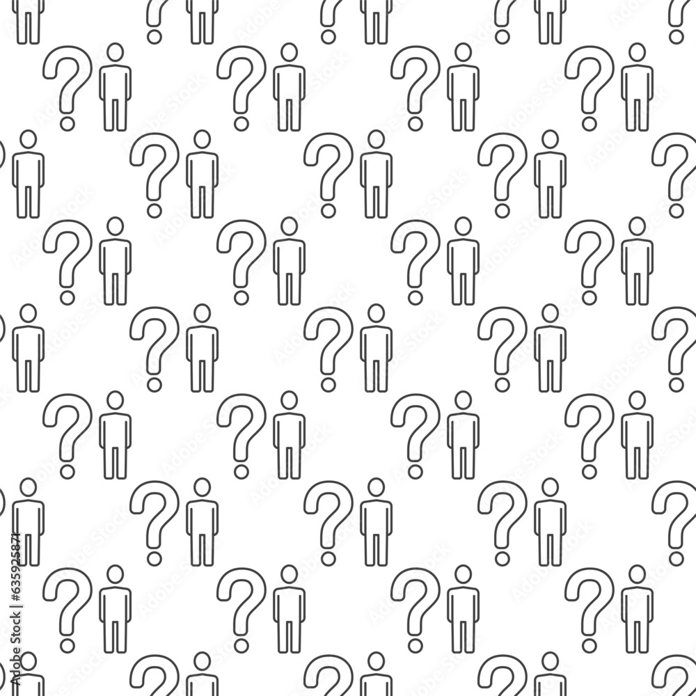 Poster man with question mark vector concept outline seamless pattern