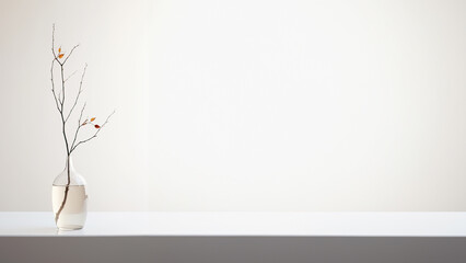 A Twig in a vase., minimalist photography concept with copy space for text