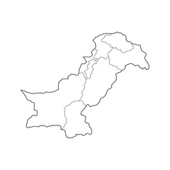 Line Map of Pakistan Illustration Vector Icon