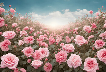 Beautiful nature floral background design with pink rose flowers