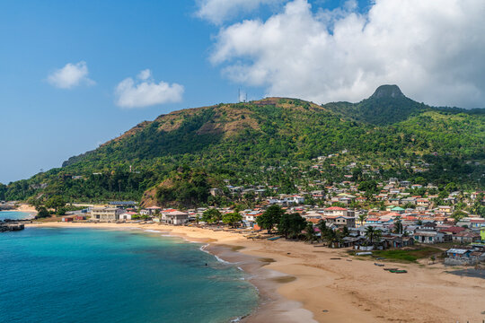 Aerial of the island of Annobon, Equatorial Guinea, Africa