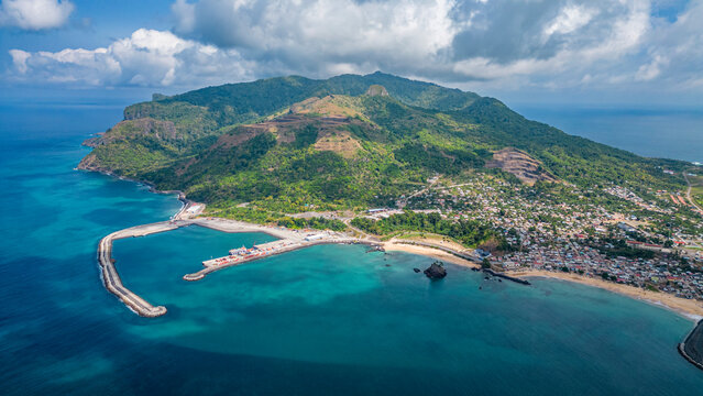 Aerial of the island of Annobon, Equatorial Guinea, Africa