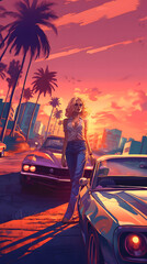 Classic Car Couture Miami Vice Blonde Girl Dream