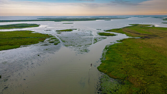 Aerial of Lake Chad, Chad, Africa