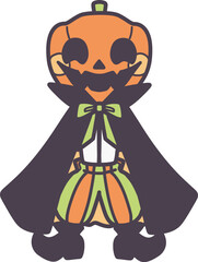 かわいくてシンプルな笑顔のカボチャ頭の道化師のカラーイラスト