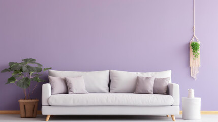 Serenity in Lilac: Stylish Grey Sofa Composition