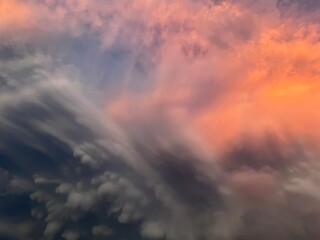 Cumulus mammatus at sunset
