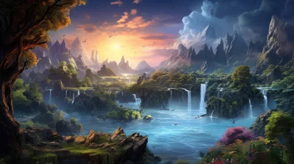 Fotobehang Fantasie landschap Fantasy Landscape Game Art