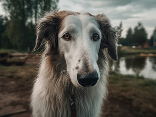 Borzoi dog created with Generative AI technology