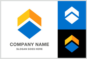 Geometric Arrow Box Business Company Stock Vector Logo Design Template	