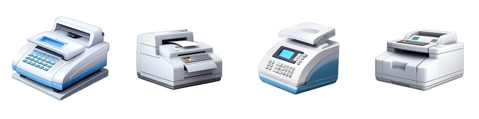 Fax Machine clipart collection, vector, icons isolated on transparent background
