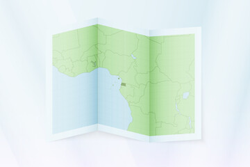 Equatorial Guinea map, folded paper with Equatorial Guinea map.
