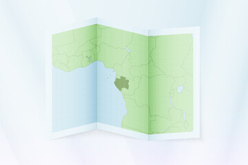 Gabon map, folded paper with Gabon map.