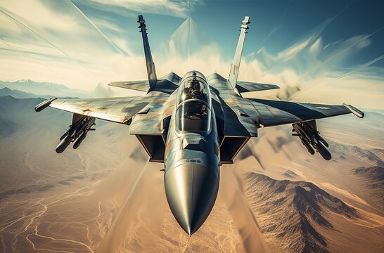 Military F 18 fighter jet flying
