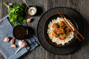 Baked Honey Sesame Chicken with brown rice