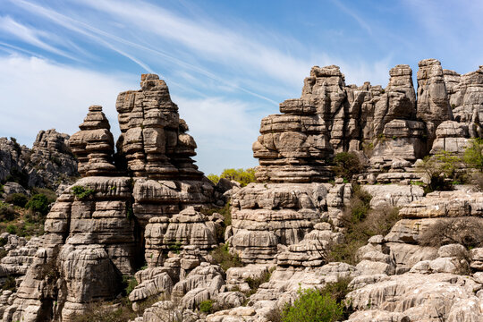 Limestone rock formations in El Torcal de Antequera nature reserve, Andalusia, Spain