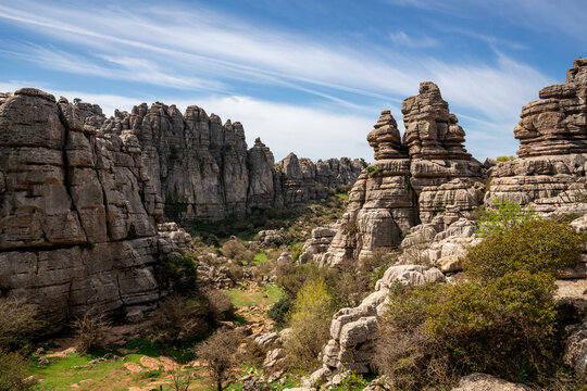 Limestone rock formations in El Torcal de Antequera nature reserve, Andalusia, Spain