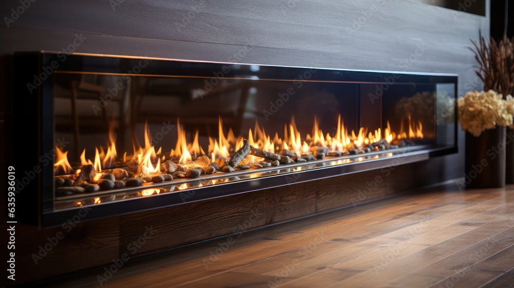 Canvas Prints fireplace with burning wood logs, bright flames