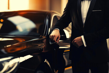 Chauffeur Service with a Luxury Car - obrazy, fototapety, plakaty