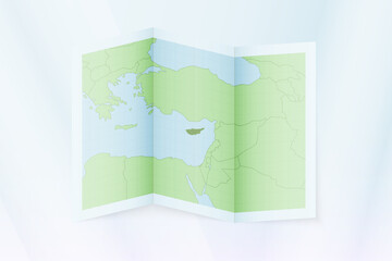 Cyprus map, folded paper with Cyprus map.