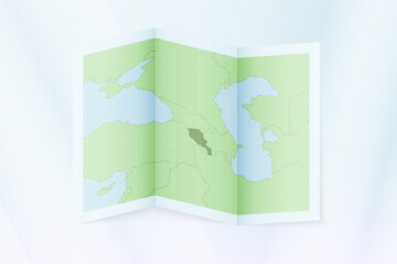 Armenia map, folded paper with Armenia map.