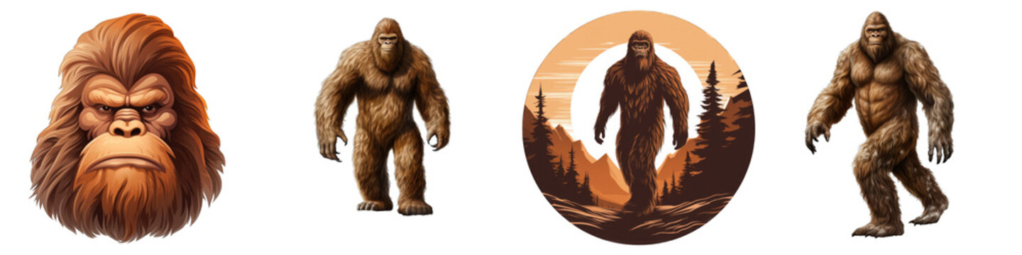 Bigfoot clipart collection, vector, icons isolated on transparent background